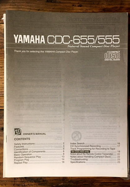 Yamaha CDC-655 CDC-555 CD Player User / Owner Manual *Original*