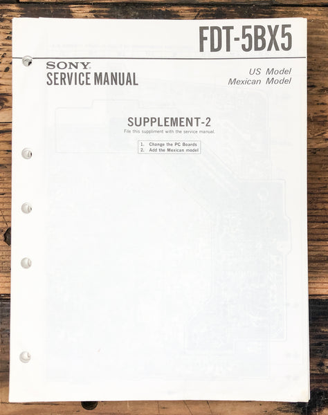 Sony FDT-5BX5 TV Tuner Supp. Service Manual *Original* #2