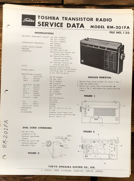 Toshiba RM-201FA Radio  Service Manual *Original*