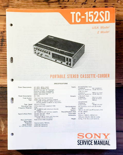 Sony TC-155 Reel to Reel Service Manual *Original*