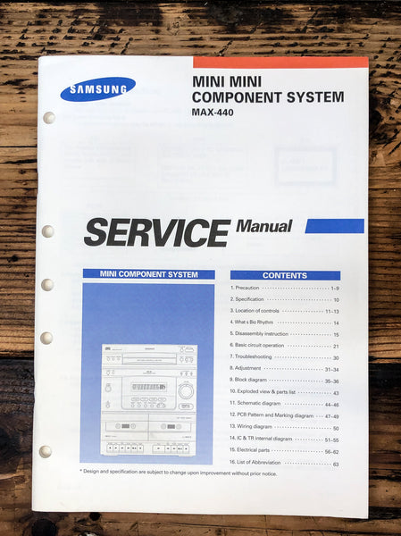 Samsung MAX-440 Stereo  Service Manual *Original*