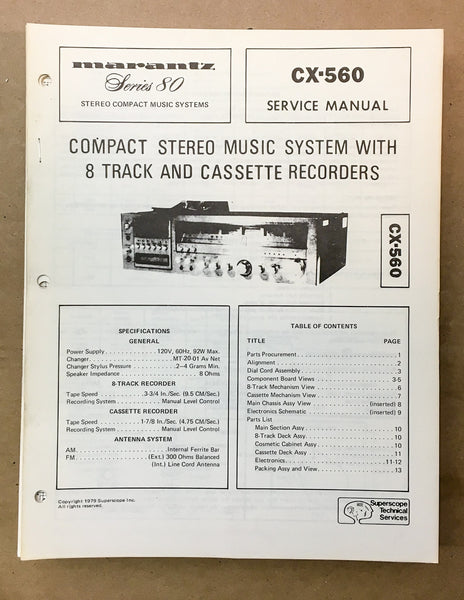 Marantz CX-560 CX560 Stereo Service Manual *Original*