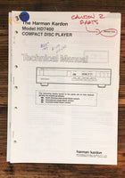 Harman Kardon 7400 HD-7400 CD Player  Service Manual PT 2 *Original*