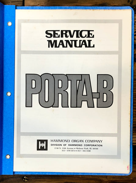 Hammond Organ Porta-B  Service Manual *Original*