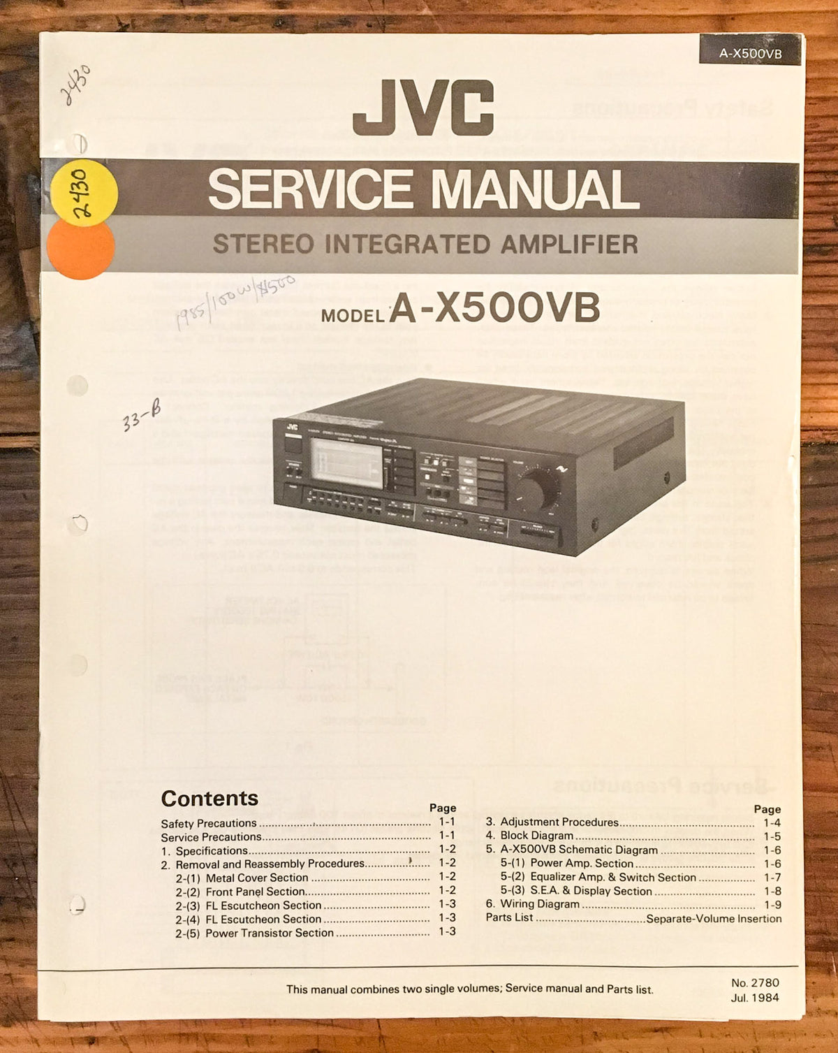JVC A-X500VB A-X500 VB Amplifier  Service Manual *Original*
