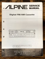 Alpine Model 7180 Car Radio Cassette Revised Service Manual *Original*