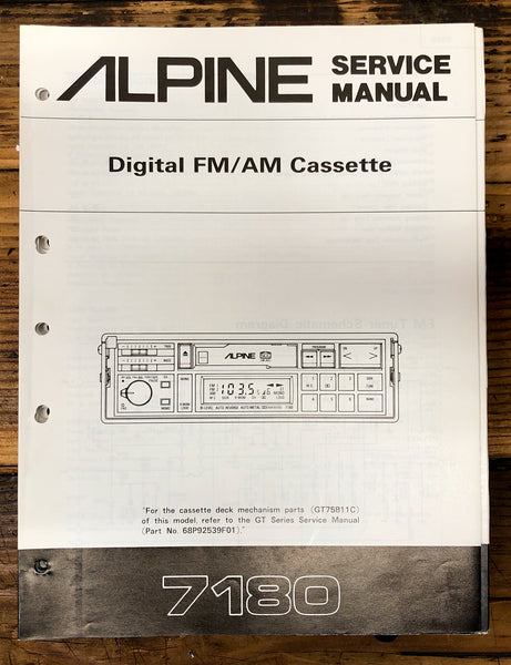 Alpine Model 7180 Car Radio Cassette Revised Service Manual *Original*