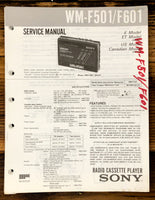 Sony WM-F501 WM-F601 Radio Cassette  Service Manual *Original*