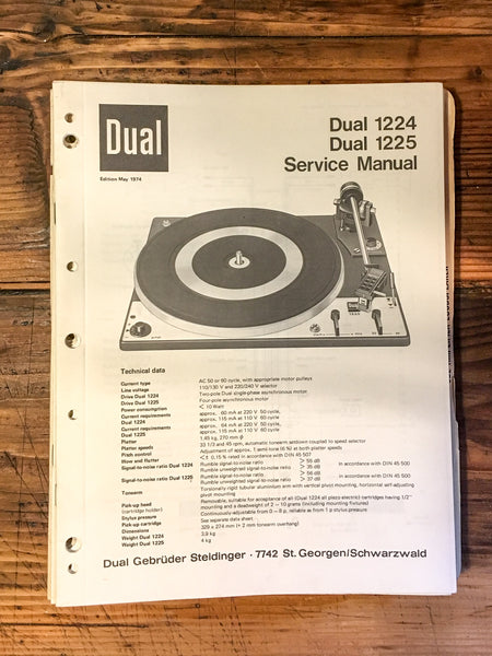 Dual  Model 1224 1224 Record Player / Turntable Service Manual *Original*