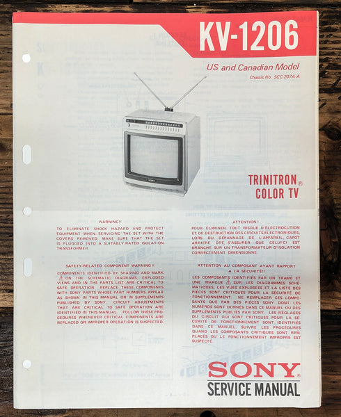 Sony KV-1206 TV  Service Manual *Original*