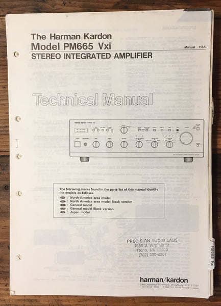 Harman Kardon HK 665 Vxi PM-665 Vxi Amplifier Service Manual *Original*