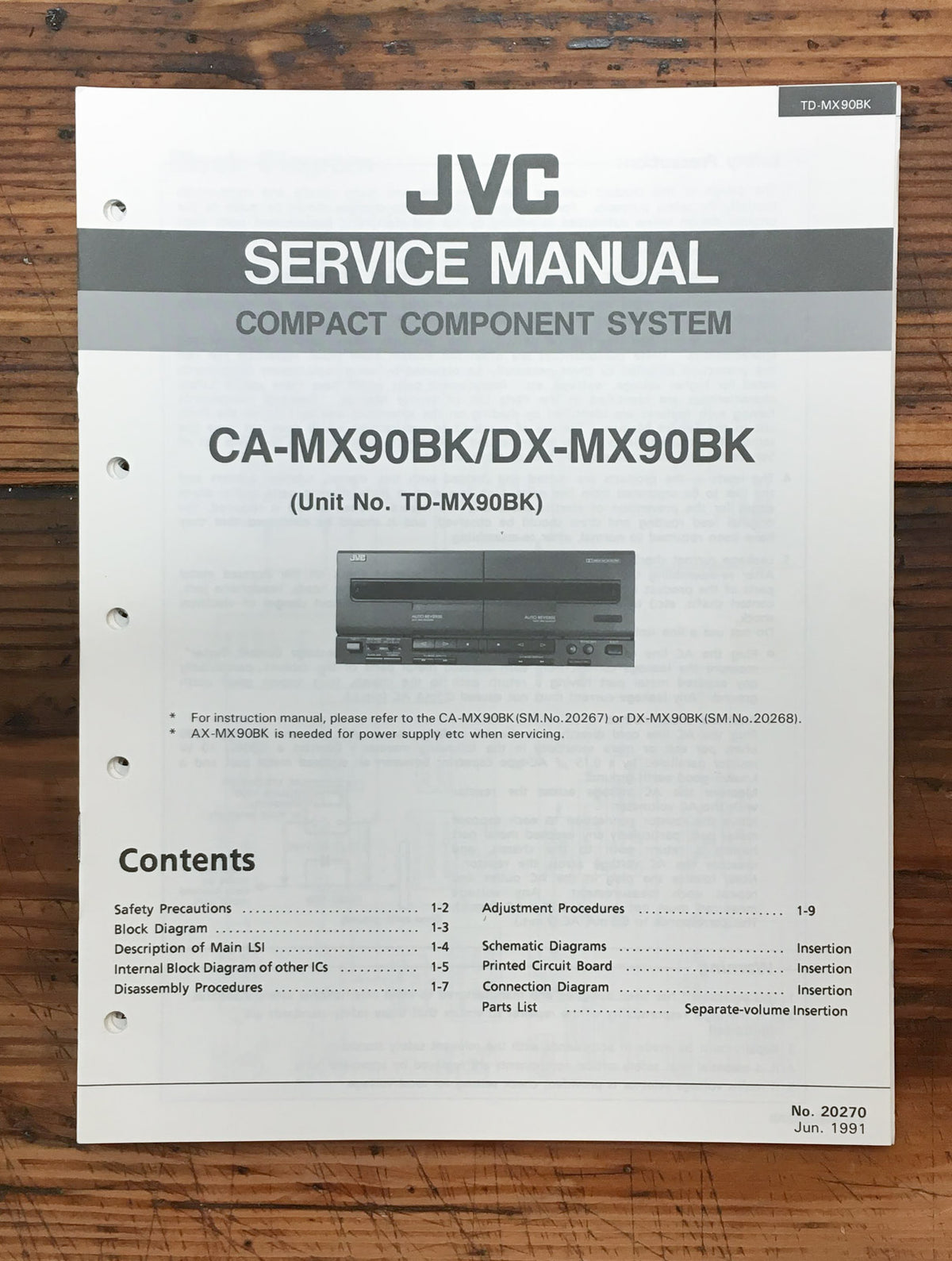 JVC TD-MX90 BK Stereo  Service Manual *Original*