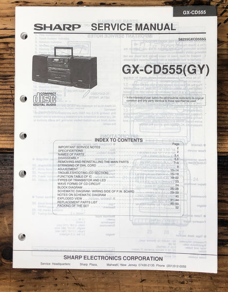 Sharp GX-CD555 Stereo Service Manual *Original*