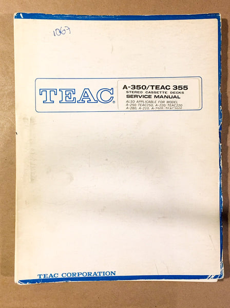 Teac A-350 Teac 355 Cassette  Service Manual *Original*