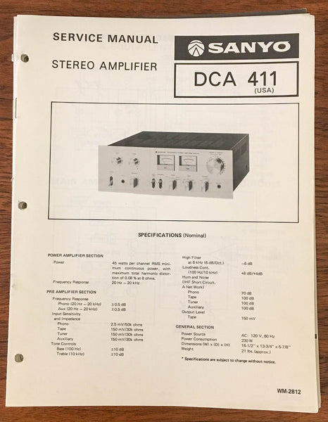 Sanyo DCA 411 Amplifier Service Manual *Original*