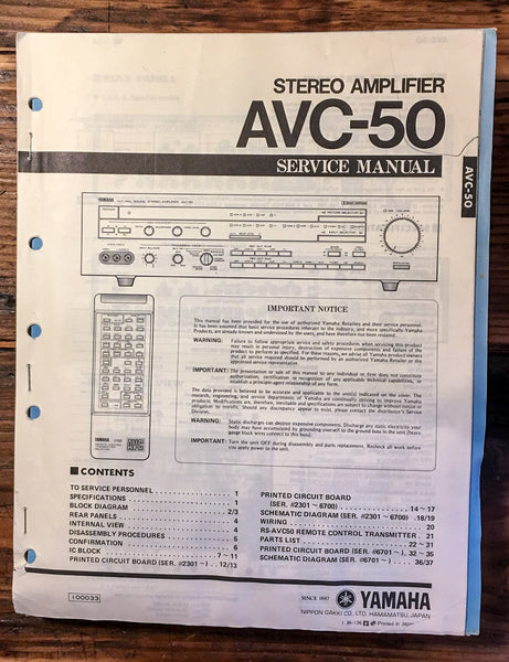 Yamaha AVC-50 AV Amplifier  Service Manual *Original*