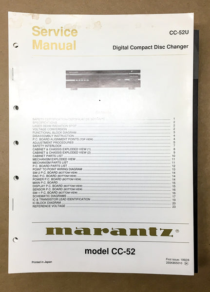 Marantz CC-52 CC52U CD Player Service Manual *Original*