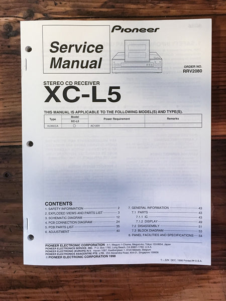 Pioneer XC-L5 Receiver Service Manual *Original*