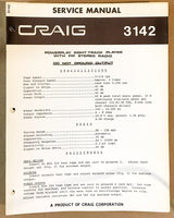 Craig Model 3142 8 Track Stereo Service Manual *Original*