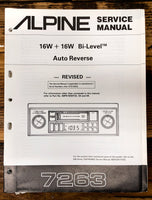 Alpine Model 7263 Car Stereo Revised Service Manual *Original* #3