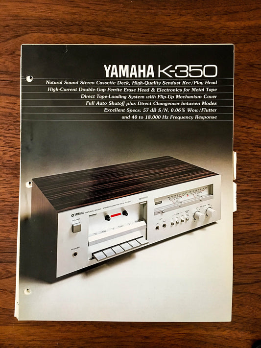 Yamaha K-350 Cassette Tape Player Dealer Brochure *Original*