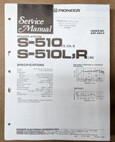 Pioneer S-510 S-510L S-510R Speaker Service Manual *Original*