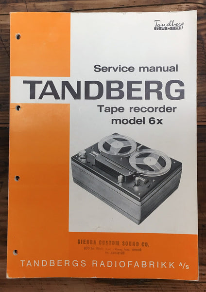 Tandberg Model 6x Tape Recorder  Service Manual *Original*