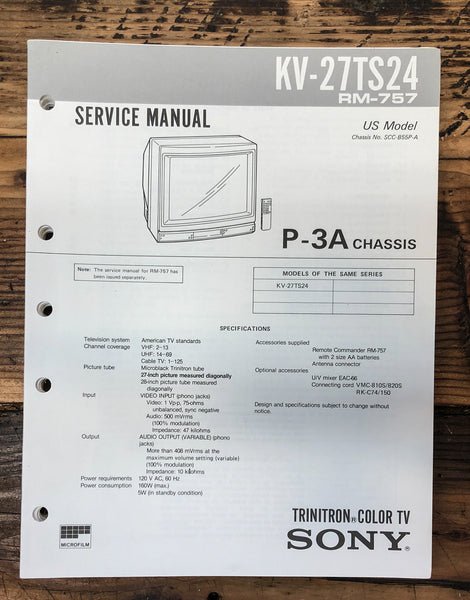 Sony KV-27TS24 TV  Service Manual *Original*