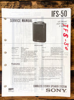 Sony IFS-50 Speaker  Service Manual *Original*