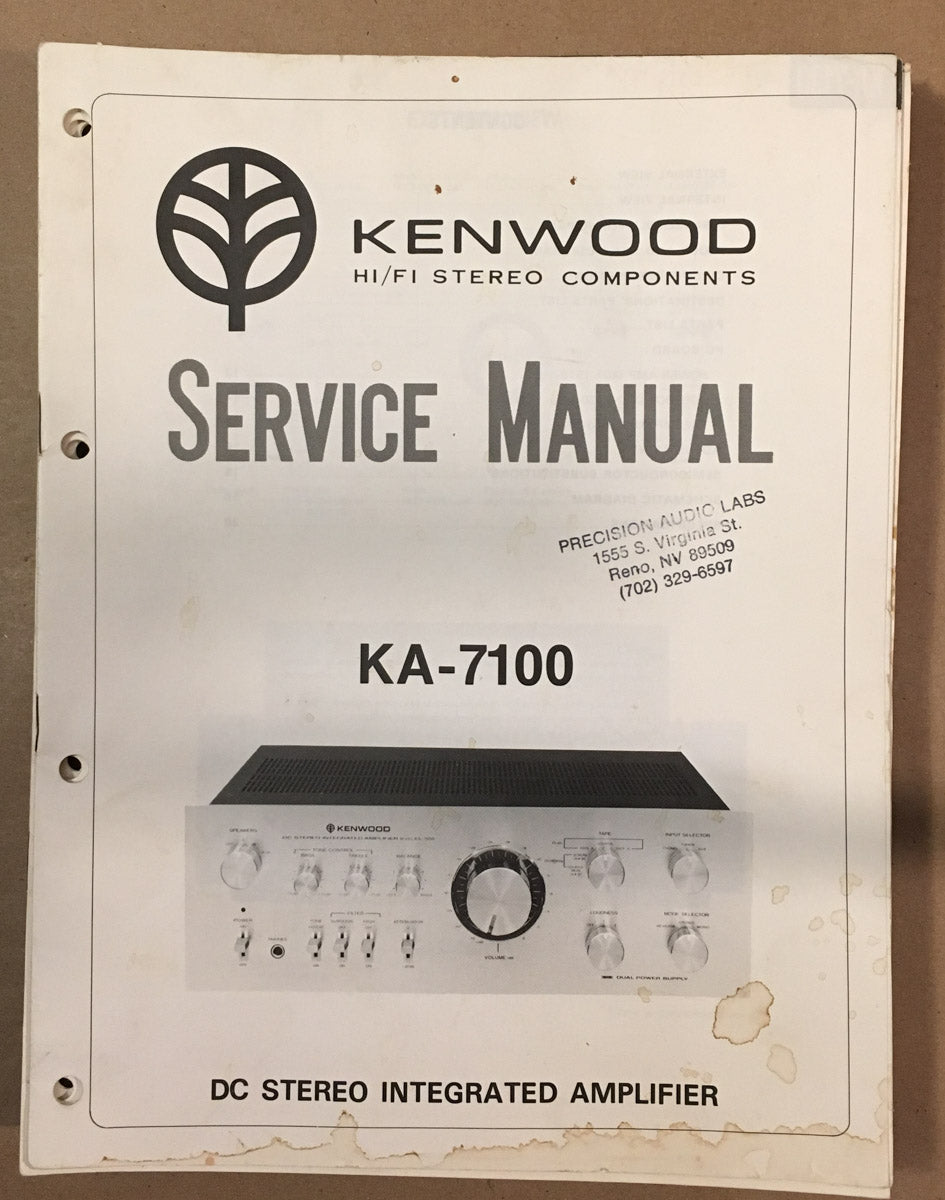Kenwood KA-7100 Amplifier  Service Manual *Original*