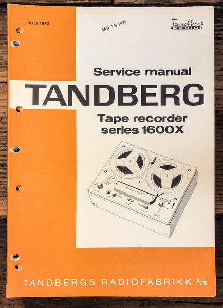 Tandberg 1600X Tape Recorder  Service Manual *Original*