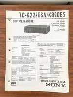 Sony TC-K222ESA TC-K890S Cassette Service Manual *Original*