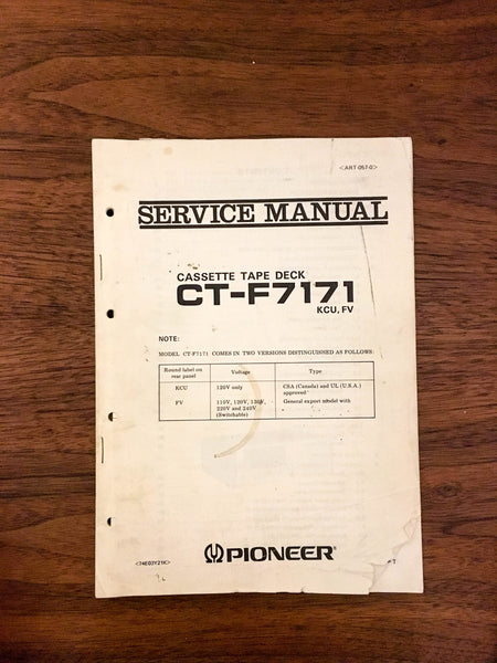 Pioneer CT-F7171 Cassette Service Manual *Original*