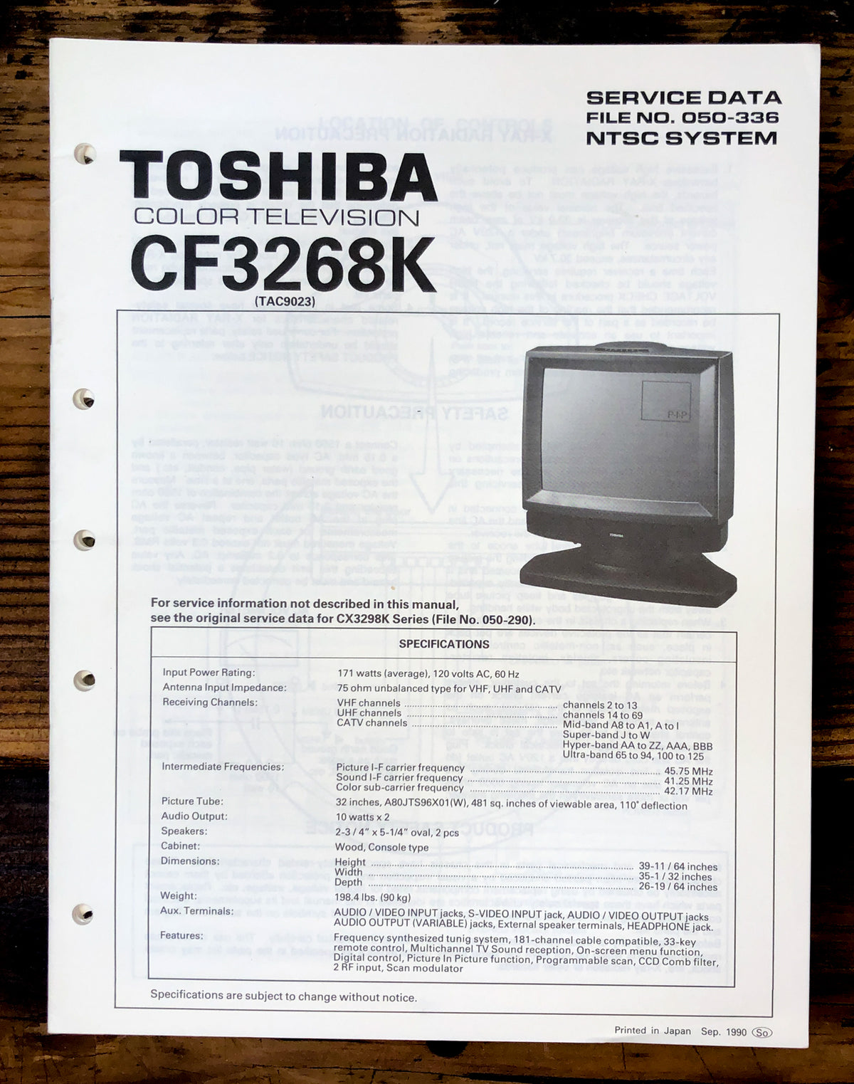 Toshiba CF3268K   Service Manual *Original*