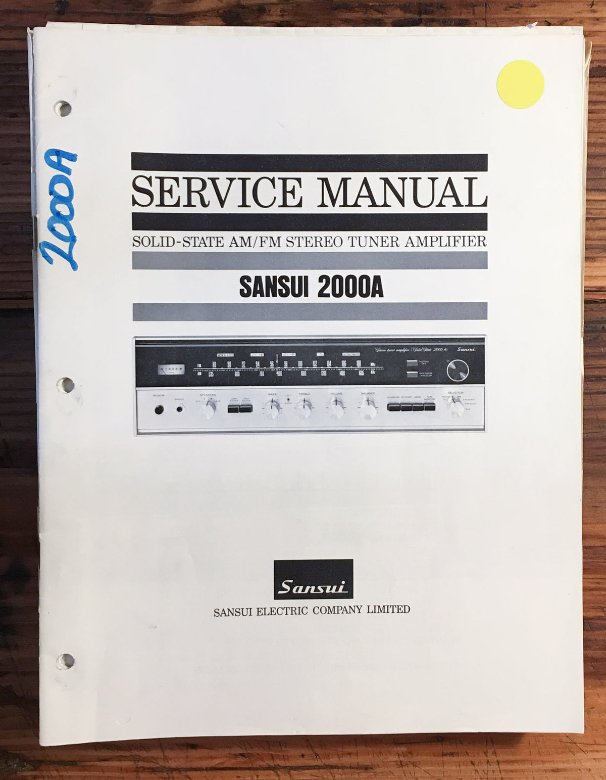 Sansui Model 2000A Receiver  Service Manual *Original*