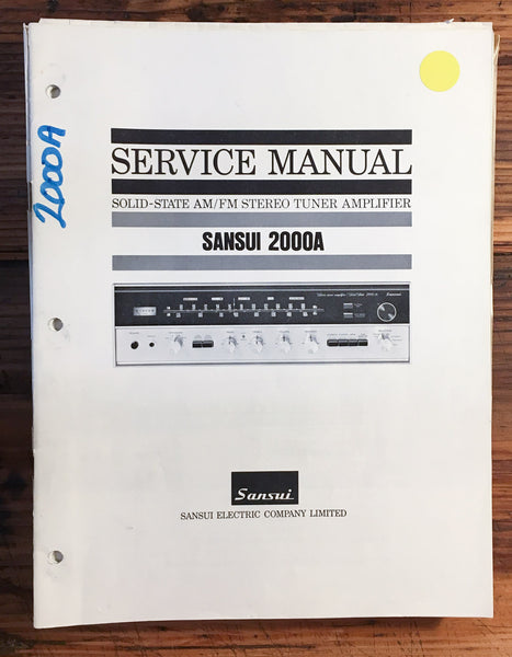 Sansui Model 2000A Receiver  Service Manual *Original*