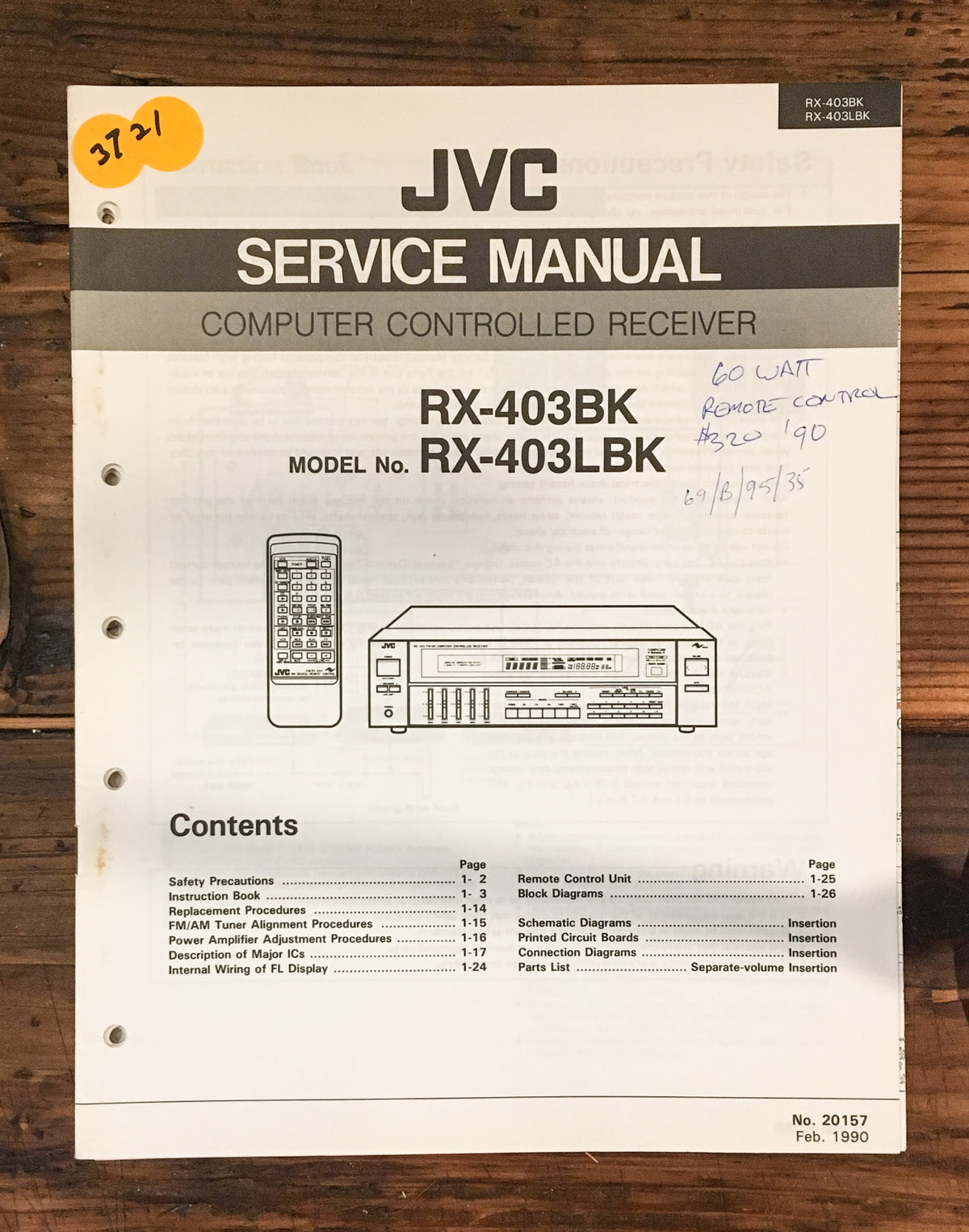 JVC RX-403BK RX-403 BK LBK Receiver Service Manual *Original*