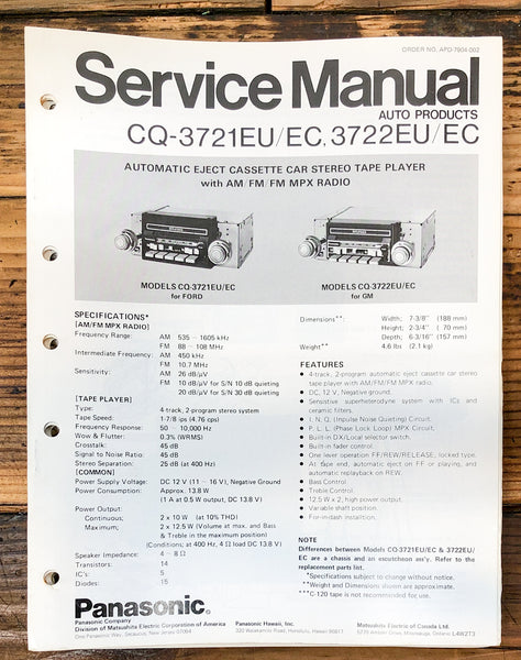 Panasonic CQ-3721EU EC -3722EU EC Car Stereo  Service Manual *Original*