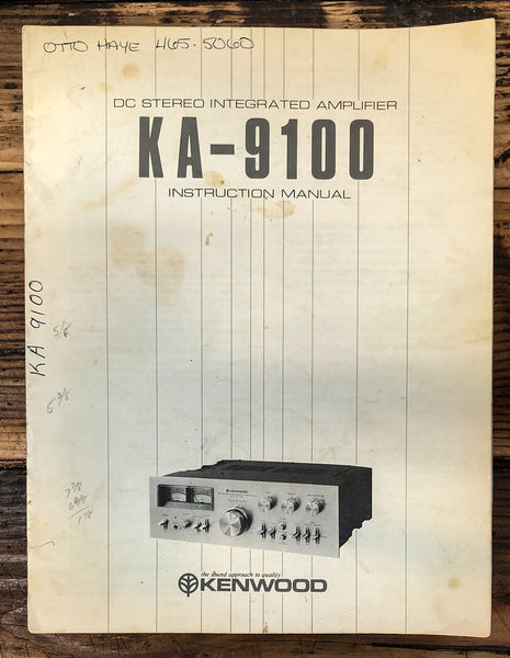 Kenwood KR-9100 Receiver  Owner / User Manual *Original*