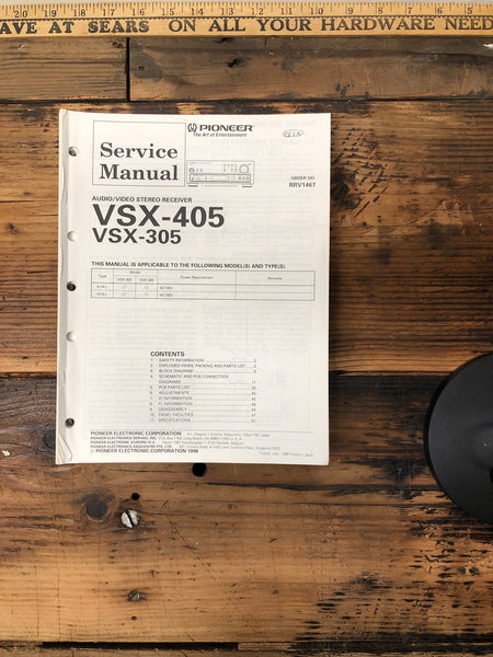 Pioneer VSX-305 VSX-405 Receiver Service Manual *Original*