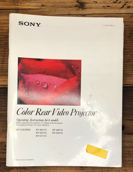 Sony KP-46V15 -53V15 -46V16 TV  Owners / User Manual *Original*