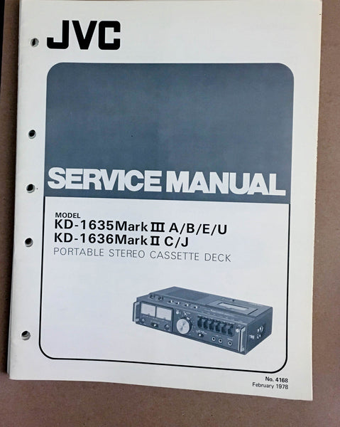 JVC KD-1635 MKIII KD-1636 MKII Cassette Deck  Service Manual *Original*
