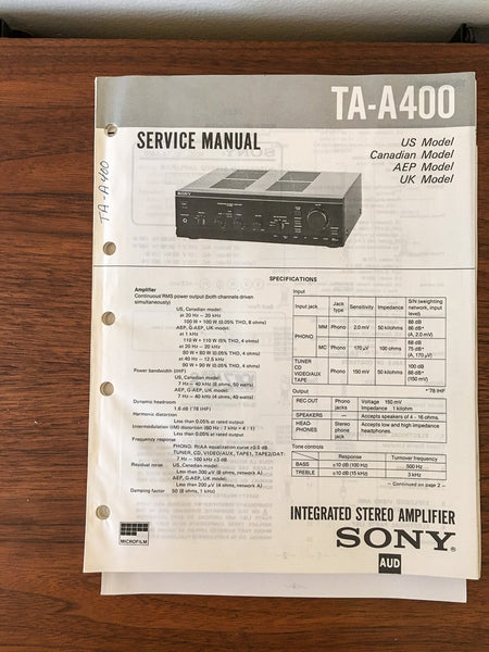 Sony TA-A400 Amplifier Service Manual *Original* #1