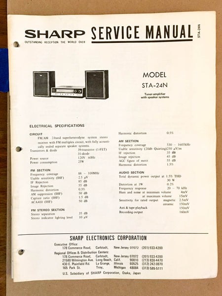 Sharp STA-24N Tuner / Amplifier  Service Manual *Original*