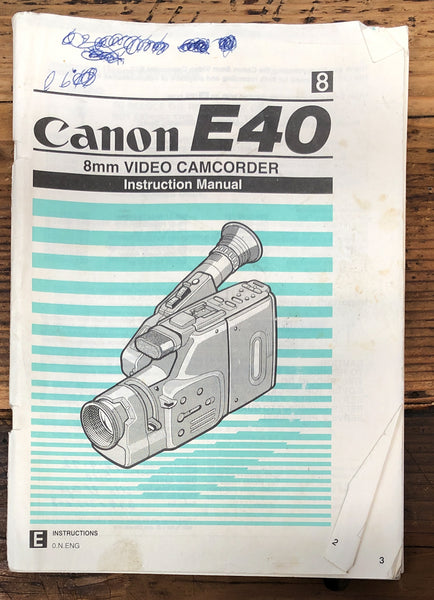 Canon E40 Camcorder  Owner / User Manual *Original*