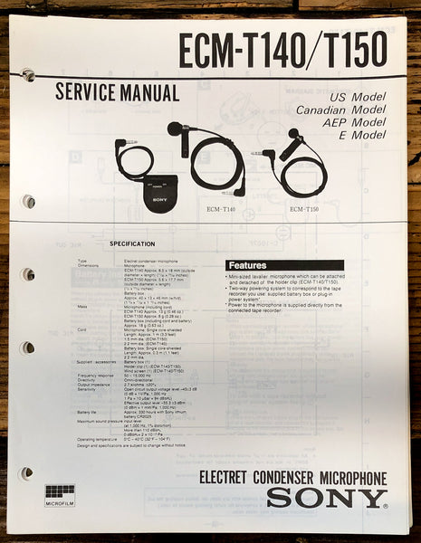 Sony ECM-T140 -T150 Microphone  Service Manual *Original*