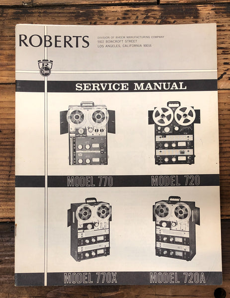 Roberts Model 770 770X 720 720A Reel to Reel  Service Manual *Original*