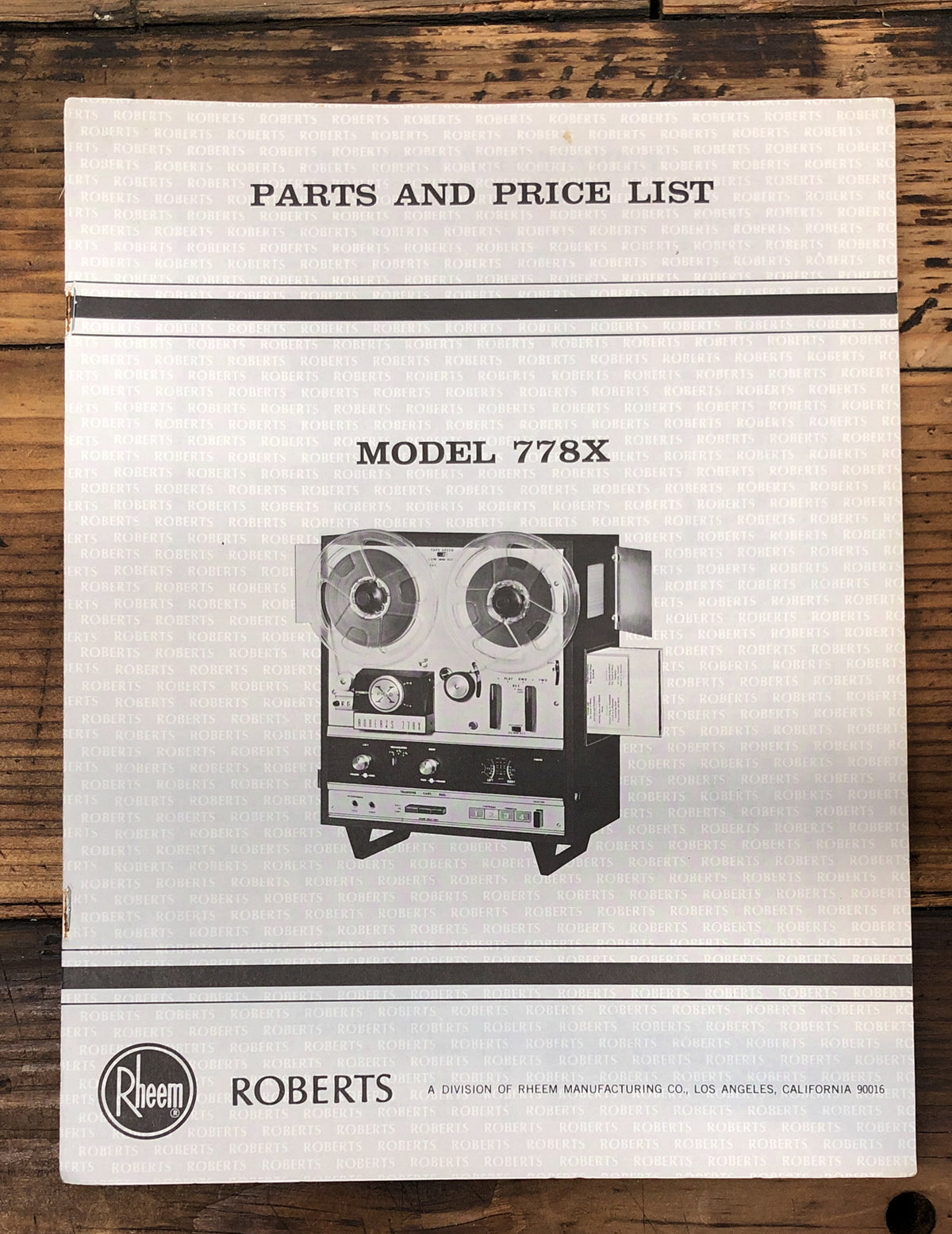 Roberts Model 778X Reel to Reel  Service Manual *Original*