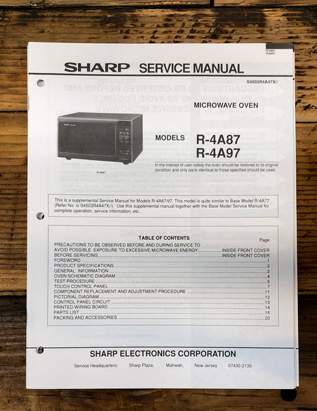 Sharp R-4A87 -4A97 Microwave  Service Manual *Original*