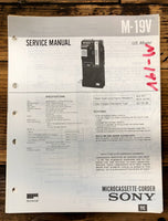 Sony M-19V Micro Cassette  Service Manual *Original*